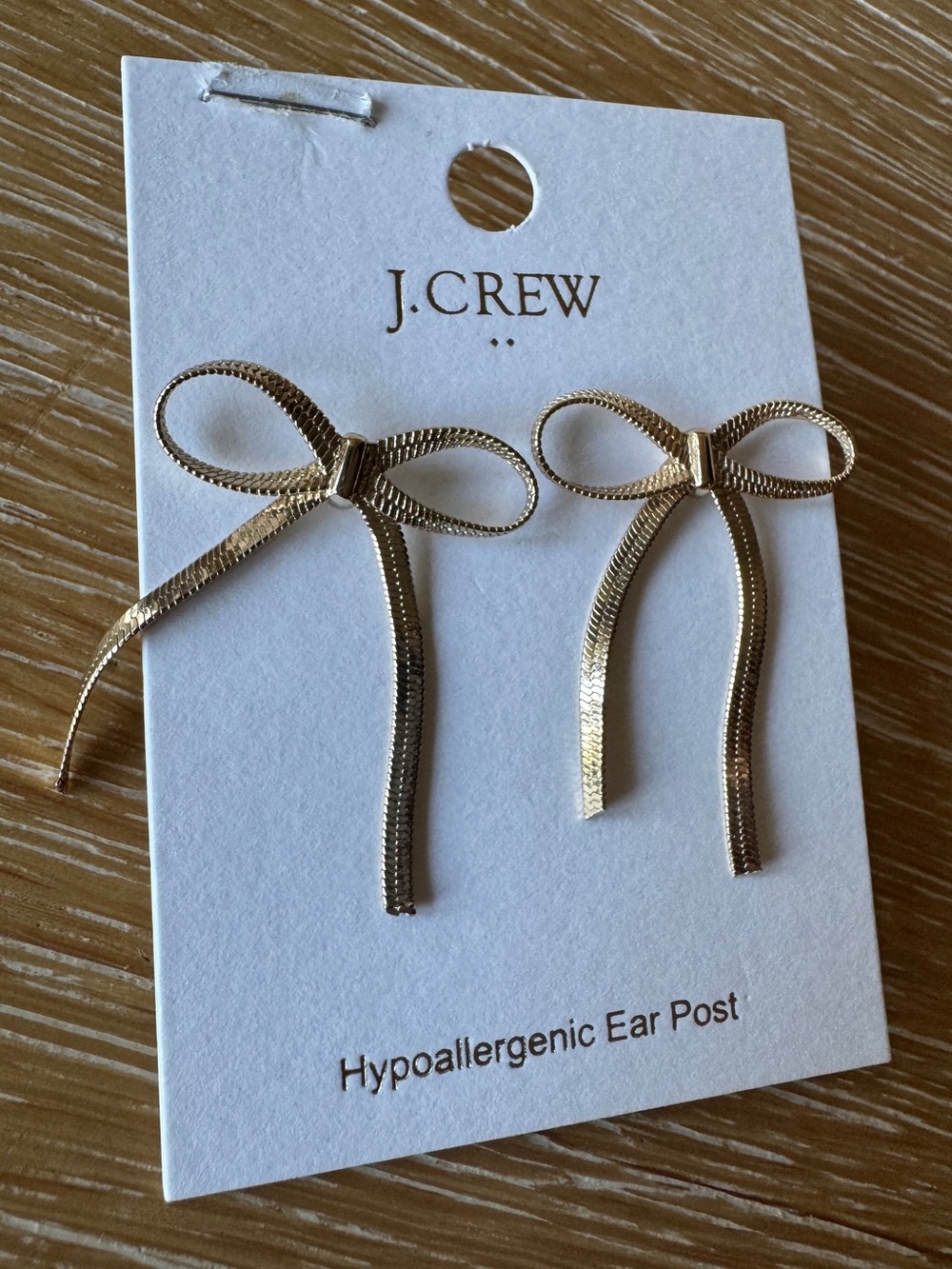 NWT! J. CREW FACTORY Metallic Bow Earrings, Gold - Picture 3 of 14